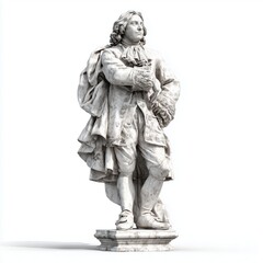 Elegant Marble Statue of a Historical Figure , isolated on white background png