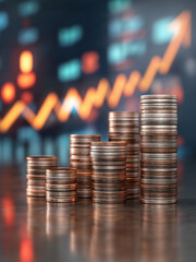 Stacked Coins with Upward Financial Growth Chart.