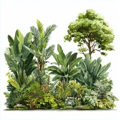 Fototapeta premium Tropical Lush Garden Illustration , isolated on white background png
