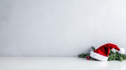 Fototapeta premium Christmas still life santa hat with ornament