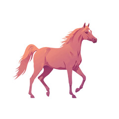 Elegant Pink Horse Illustration with Flowing Mane and Tail