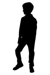 Black silhouette of standing child. Vector illustration