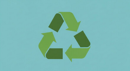 Green recycling symbol on a blue background, suggesting environmental awareness and sustainability efforts
