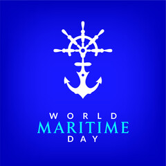 World Maritime Day Paper cut style Vector Design Illustration for Background, Poster, Banner, Advertising, Greeting Card. Maritime day vector illustration with ship 
anchor wheel or steering.