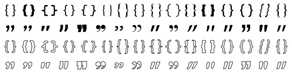 punctuation brackets and quotes icons set 