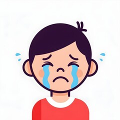 Sad child crying tears of sadness and distress