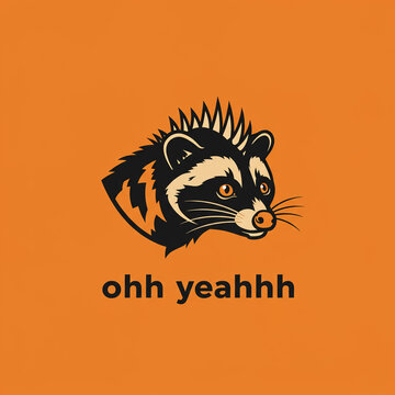 Punk rock raccoon with a mohawk haircut and a cool attitude, oh yeah slogan illustration