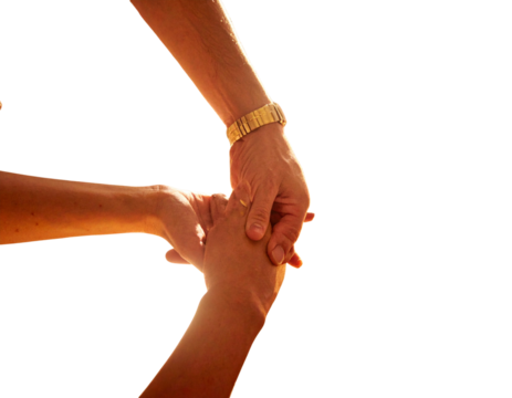 Tender Wedding Moment with Bride and Groom Holding Hands in Indoor Ceremony - Powered by Adobe