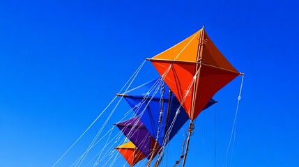 Colorful Kites Soaring in Clear Blue Sky