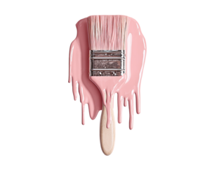 Pink paint dripping from a paintbrush