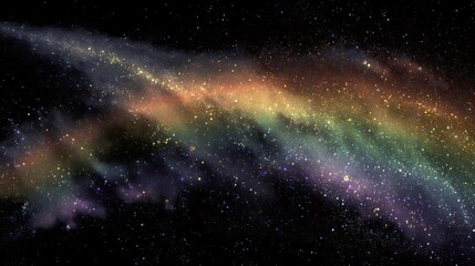 Obraz premium Majestic flight path through galaxies with rainbow glow