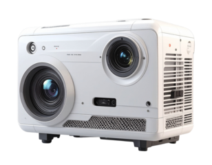 White Multimedia Projector Isolated on Transparent Background PNG