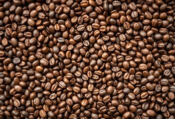 A dense, swirling pattern formed by numerous coffee beans,  illustration,  overhead