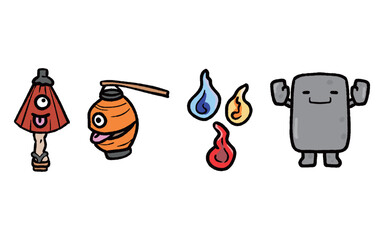 おばけ　セット　妖怪　イラスト