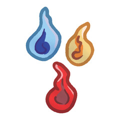 炎　火　灯火　ファイヤー　イラスト　複数　セット　赤　青　黄色