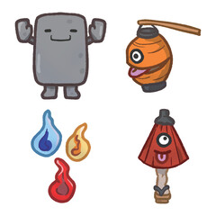 おばけ　セット　妖怪　イラスト