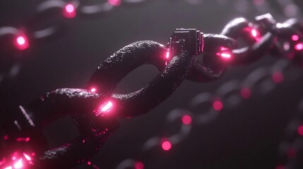 Chemistry spiral made of molecular chains forming DNA like structure with glowing intersections