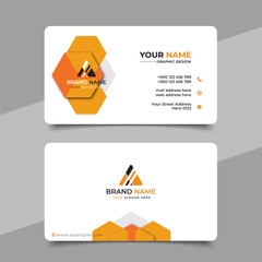 Yellow modern creative business card and name card horizontal simple clean template vector design