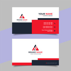 Red modern creative business card and name card horizontal simple clean template vector design