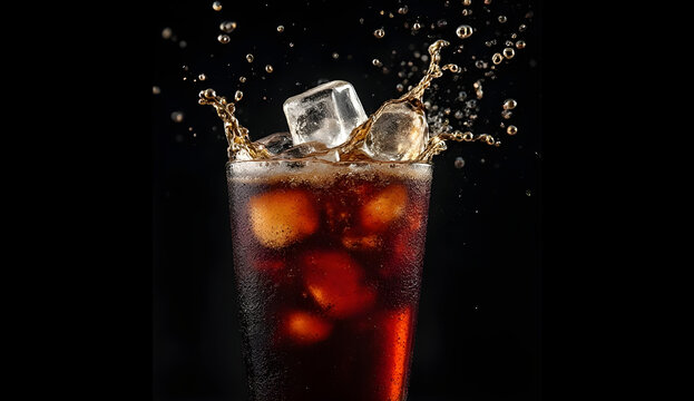 cola splash with ice,cola with ice cube's, Black drink in glass, black drink with ice cube's in glass,bear in glass with ice cube's,red Vine in glass,ice cube's in drink - Powered by Adobe