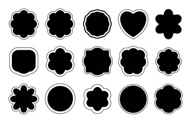 Collection of Black and White Decorative Shapes and Labels