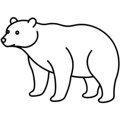 Simple outline illustration of a standing bear in a minimalist silhouette style