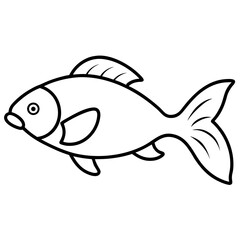 Simple outline drawing of a fish swimming in silhouette