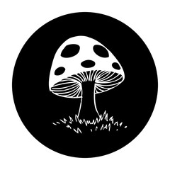 black and White illustration of mushroom icon