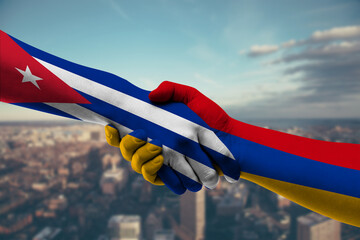 Shaking hands Cuba and Armenia