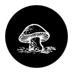 black and white illustration of mushroom icon