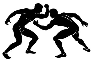 Wrestling match silhouette illustration