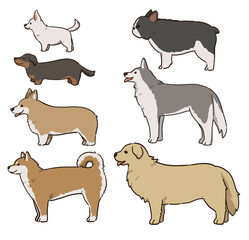 犬　横向き　7種類 Dog  Side View　7 types