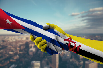 Shaking hands Cuba and Brunei