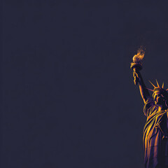 Close Up of the Statue of Liberty at Dusk Illuminated Against a Dark Sky Symbolizing Freedom