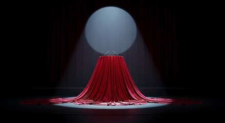 A Red Velvet Podium Under Spotlight on a Stage Setting Scene