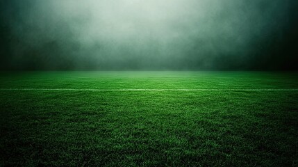 Obraz premium Foggy green sports field at night