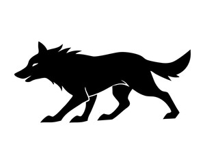 Wolf pack running silhouette illustration