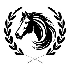 Beautiful Head Horse with Wreath Laurel Vector, Horse Svg Cut File