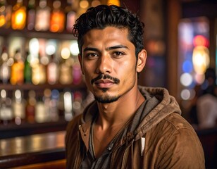 Obraz premium Close-up portrait of a man in a bar
