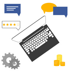 Digital business and online learning concept with laptops charts ideas and technology