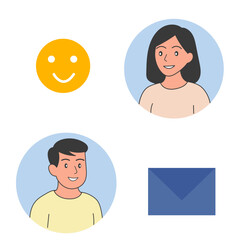 Colorful flat avatars of diverse men women and children illustrations design