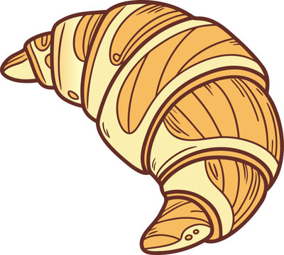 Hand Drawn Golden Croissant Vector Illustration