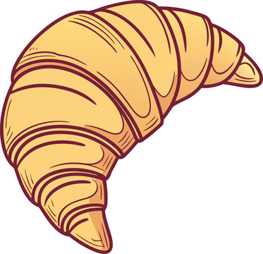 Hand-Drawn Golden Croissant Vector Illustration