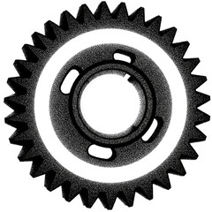White Gear Wheel with Circular Design Element on Black Background: A Detailed Vector Illustration for Industrial Design Projects, Mechanical