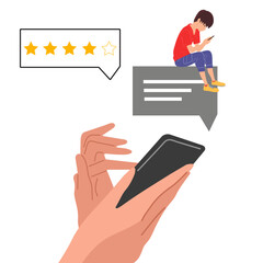 Digital communication concept with people chatting messaging online business and phone