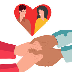 Love and romance concept with couples hearts gifts and digital communication illustrations