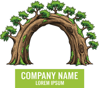 tree arch, eco logo, nature banner, green foliage, company branding, forest illustration, sustainable design, vector tree, moss texture, natural identity, foliage arch, green concept, tree silhouette,