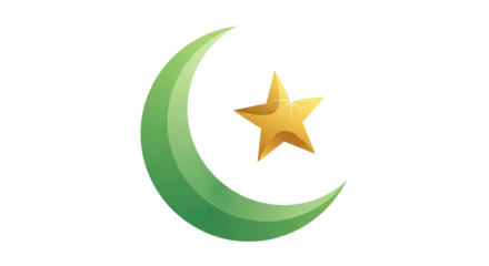 Islamic Crescent Moon and Star Emblem Symbolizing Faith and Culture