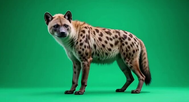Hyena against green-screen background.4k video.  