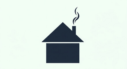 Dark blue house with smoke coming out of chimney on, symbolizing home, warmth, and comfort